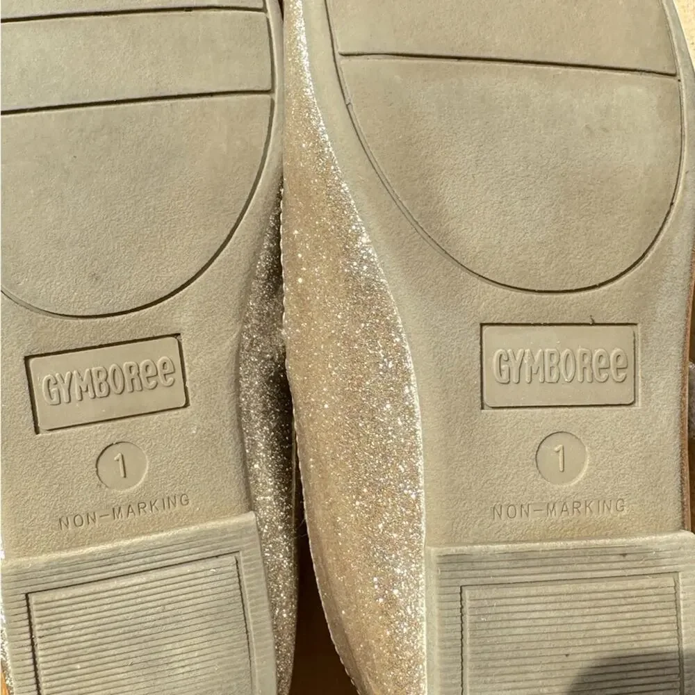 Gymboree Gold Glitter Ballet Party Shoes with Bow Size 1 Girl